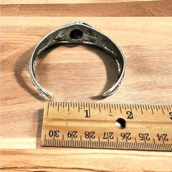 Solid Sterling Silver with Fire Opals Cuff Bracelet - Picture 8 of 13